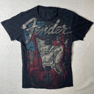 Fender Guitar Graphic T‎ Shirt Black Short Sleeve Mens Size M